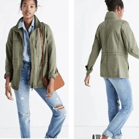 **Madewell "Passage Jacket" | XXS | Army Surplus Green | Cinch Waist | Pockets** - Picture 1 of 12